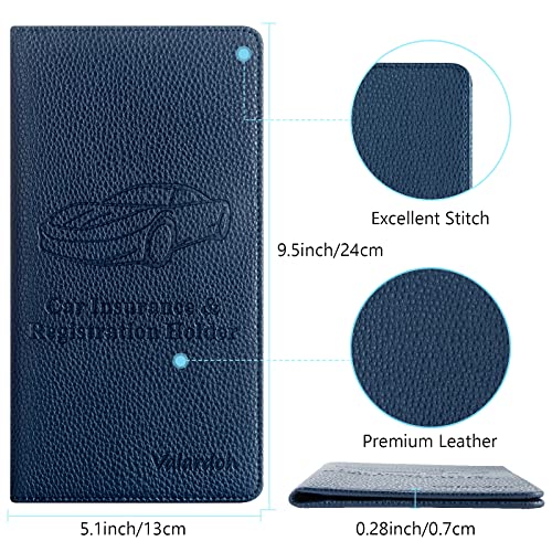 Valardoh Premium Car Registration and Insurance Card Holder, Car Document Holder for Cards, Driver License & other Essential Documents (Deep Blue) - color: Deep Blue