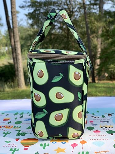 Kwang Min Avocado Insulated Lunch Bag for Women,Reusable Lunch Box,Large Cooler for Office,Picnic Outdoors,Premium Durable Fabric,Light,Ideal Summer Bag (Avocado Black) - color: Avocado Black