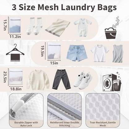 150L Laundry Bag Backpack with 3 Sizes Mesh Wash Bags and Shoulder Straps Foldable Clothes Hamper Bag with Drawstring Closure for College, Apartment, Laundromat(Beige) - color: Beige