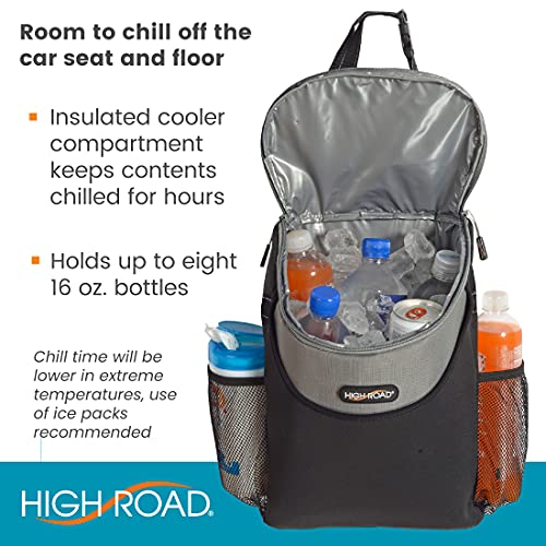 High Road Soft Car Cooler Bag for Cold and Hot Food Transport - Insulated Backseat Cooler Bag for Car, SUV, Truck or Van - Portable Soft Cooler with Storage Pocket and Bottle Holders