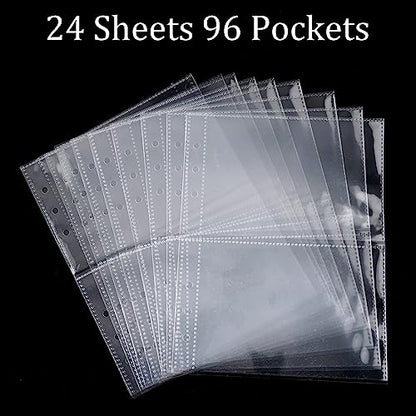 Clear Double-Sided Inner Pages for Jewelry Storage Book 6 Ring Binder 24 Sheets 96 Pockets Photocard Protector - color: Clear - Inner Pages (2 Slots + 24 Sheets)