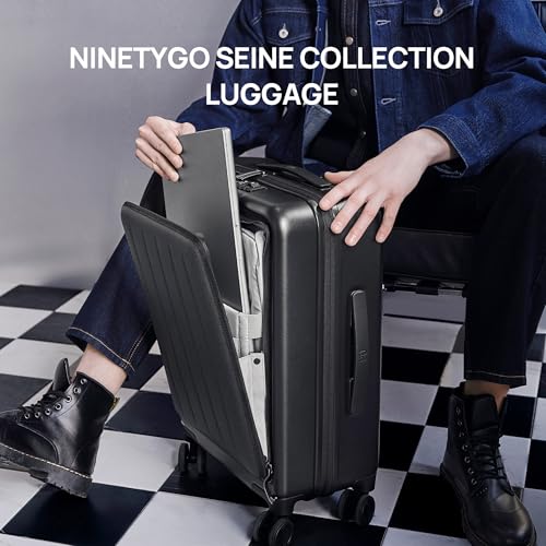 NINETYGO Carry On Luggage 22X14X9 Airline Approved with Front Pocket, 20 Inch Luggage with Front Compartment, Expandable, Double Spinner Wheels, Hardsided PC, TSA Lock (Shadow, Seine Max) - color: 10-Shadow (Seine Max), size: Carry-On 20-Inch (Clamshell,