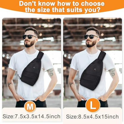 Pritent Crossbody Bags for Women Men Trendy Sling Bag Backpack Casual Chest Bag with Convertible Shoulder Strap - color: Black, size: Medium