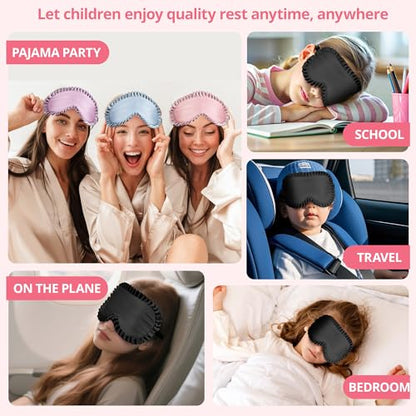 Kids Sleep Mask, 100% Real Mulberry Silk Eye Mask, Sleeping Mask for Kids with Adjustable Elastic Band, Soft & Light Blocking Eye Cover Gift for Boys Girls Teens Age 5+ (Pink) - color: Pink