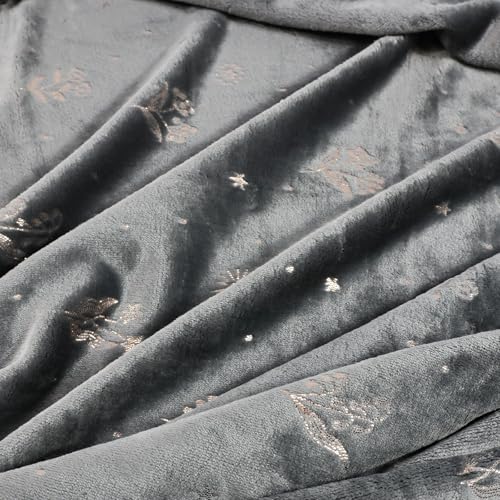 Luxury Grey Throw Blanket with Rose Gold Foil Print- 50x70 Inch, Soft Cozy Plush Fuzzy Exquisite Design Fleece Blankets and Throws for Couch Bed Travel Camping Use - color: Grey, size: 50 X 70 Inches