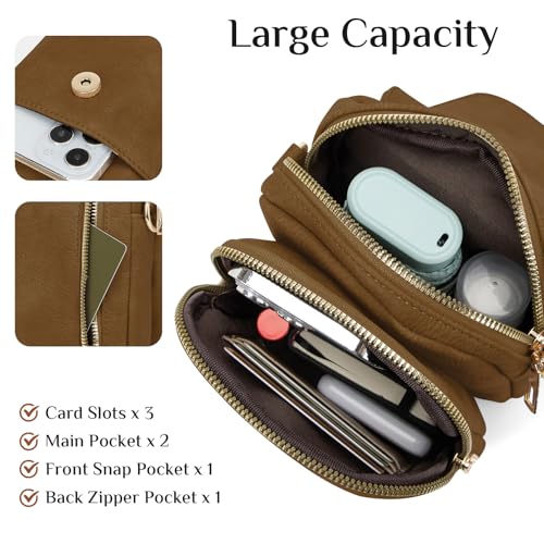 Fashion Small Crossbody Bags for Women Trendy Designer Cell Phone Purses Wallets with Card Holder Anti Theft Travel - color: Sandy Brown