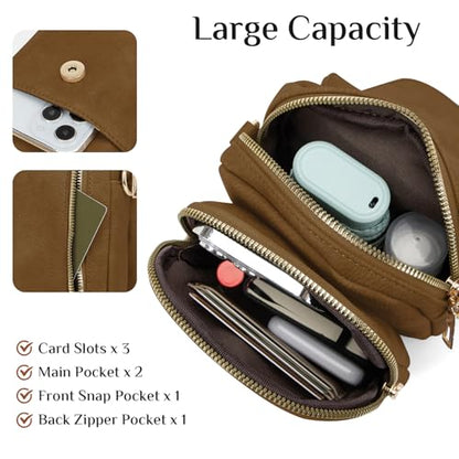 Fashion Small Crossbody Bags for Women Trendy Designer Cell Phone Purses Wallets with Card Holder Anti Theft Travel - color: Sandy Brown
