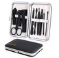 Manicure Set, Travel Mini Nail Clippers Kit Pedicure Care Tools, 10pcs Stainless Steel Grooming kit (Black) - color: Black