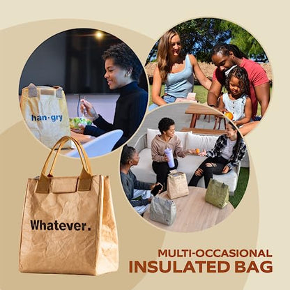 VonNova Women’s Insulated Lunch Bag with Premium 4mm Cooler Insulation, Cute Large 7L Lunch Tote for Office, Durable Small Lunch Box for Women, Stylish Lunchbox for Adults, Teens, Nurses, Teachers - color: Brown-Whatever