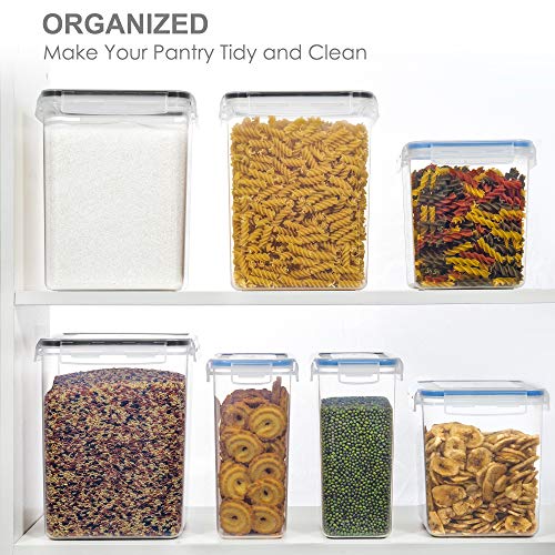 PANTRYSTAR Large Food Storage Containers with Lids Airtight 5.2L /176Oz, for Flour, Sugar, Baking Supply, 3PCS BPA Free Plastic Canisters for Kitchen Pantry Organization - size: 5.2 L