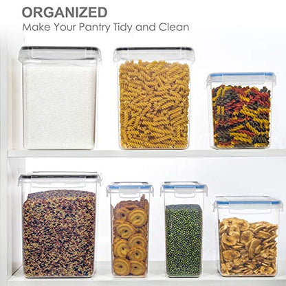PANTRYSTAR Large Food Storage Containers with Lids Airtight 5.2L /176Oz, for Flour, Sugar, Baking Supply, 3PCS BPA Free Plastic Canisters for Kitchen Pantry Organization - size: 5.2 L