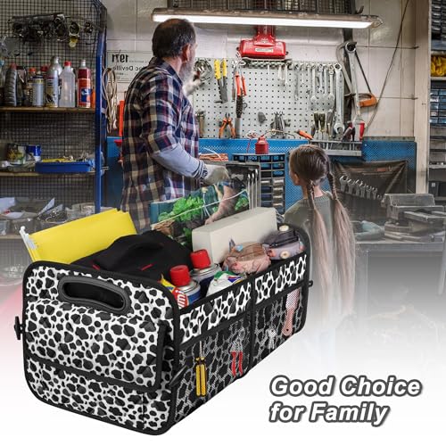 Deosk Trunk Organziers and Storage with Reinforced Handles,Car Accessories for Women/Men 50L Waterproof Polyester Trunk Organzier for Car/SUV/Minivan/Truck(Medium, Cow print) - color: Cow print, size: Medium