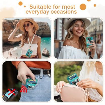 Yonlevres Credit Card Holder Slim Wallet, Elephant RFID Wallet Women Front Pocket Small Card Holder, Travel Cute Funny Thin Card Case ID Window PU Leather RFID Blocking Card Organizer Gift Girl Ladies - color: Elephant