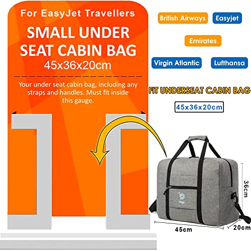 Bago Personal Item Travel Bag For Airlines - Fits As 18x14x8 inches Travel Bag Spirit & Frontier Airlines - Foldable Duffle Bag For Travel - Personal Item Bag Small Carry On Bag For Air Travel - color: SnowGray