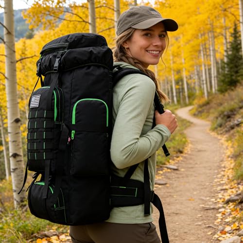 Hiking Backpack for Men 70L/100L Camping Backpack Military Rucksack Molle 3 Days Assault Pack for Climbing | Camping Backpack - color: 70l-blackgreen