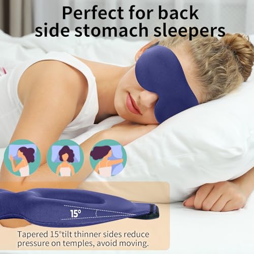 NEWVANGA Sleep Mask for Back and Side Sleeper, Block Out Light, Luxury Sleeping Eye Mask of 3D Night Blindfold, Zero Pressure Breathable Travel Eye Cover Blue - color: Blue