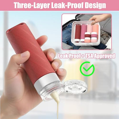26 Pcs TSA Approved Travel Toiletry Bottles Set, Leakproof Silicone Refillable Travel Containers with Hanging Hole & Carabiner, Travel Essentials, for Shampoo Conditioner Lotion Body Wash - style: G