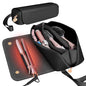SS Hair Tools Travel Bag and Heat Resistant Mat for Hot Tools, Leather Curling Iron Case, Portable Essentials for Women, Black - color: Black