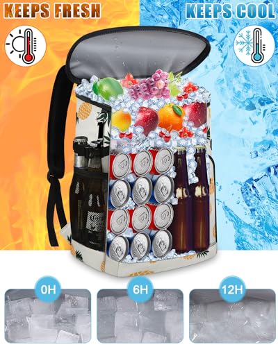 Cooler Backpack Insulated Leakproof Waterproof Backpack Cooler Bag 30/45 Cans, Large Capacity Lightweight Travel Camping Beach Backpack Cooler Ice Chest for Men and Women - color: pineapple, size: 30 Cans