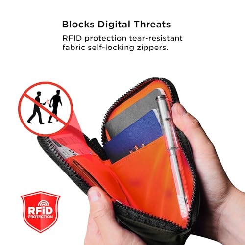 ALPAKA Zip Travel Wallet Green Axoflux 210D - RFID Passport Holder - Self Locking Zipper - Tear Resistant Material - Four Pockets and Two Card Slots - HUB Accessories Compatible - color: Green