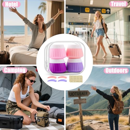 4 Pack Travel Size Silicone Cream Containers, Leak Proof Refillable Toiletry Bottles for Toiletries with 4 Scoops, Labels and Clear Bag, Suitable for Travel Shampoo and Conditioner Bottles (A) - style: A