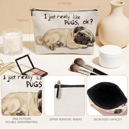 Pugs Makeup Bag Cute Dog Cosmetic Bags Pug Gifts for Pug Lovers Make Up Pouch Travel Toiletry Zipper Pouch Dog Lover Gifts for Women Mom Teen Girls Daughter Sister Friends Christmas Birthday Gift - color: Multicolor 0008