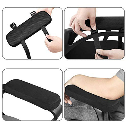 MOSISO Chair Armrest Pads (2 Pack), Memory Foam Home/Office Chair Arm Rest Covers Comfy Computer Gaming Elbow Cushion Removable Washable Elbow Support Forearm Pressure Relief, Black - color: Black