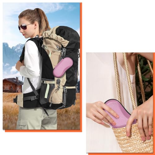 FINTIE Sunglasses Case, Hard EVA Shell Shockproof Sport Glasses Case with Metal Carabiner Travel Zipper Eyeglasses Holder - color: Pink