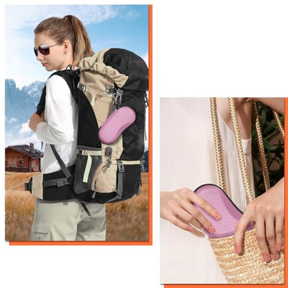 FINTIE Sunglasses Case, Hard EVA Shell Shockproof Sport Glasses Case with Metal Carabiner Travel Zipper Eyeglasses Holder - color: Pink
