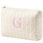 HBselect Initial Quilted Makeup Bag, Pink Cosmetic Travel Toiletry Bag, Flowers Coquette Zipper Make Up Pouch Organizer Teen Girl Gift Trendy Stuff G - color: 1Pc Medium Pinkflower, style: G