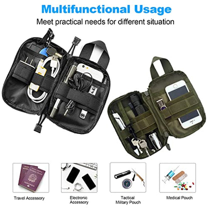 Tactical EDC Pocket Organizer Pouch, Mini Small Tool Storage Pouch Bag Portable Nylon Molle Compatible Military Utility Pouch for Electronic Accessories, Aid Kits, Multitools, Tactical Accessories