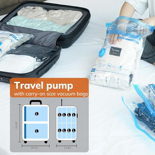 MONVANE Vacuum Storage Bag Set with Cordless Electric Air Pump, 8 Pack(45 * 35cm) Double Zip Seal Space Saver Bag, Vacuum Sealer Bags for Travel and Outdoor Storage