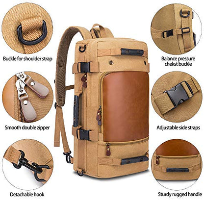 KAKA Wear-resistant Durable Backpack,Duffle Bag Travel Carry On Backpack - color: Khaki(weekender)