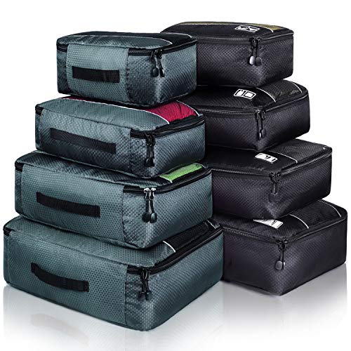 Packing Cubes Luggage Bags Organizer Durable Travel Accessories With Clothing Label - color: 8 set - Black/Grey
