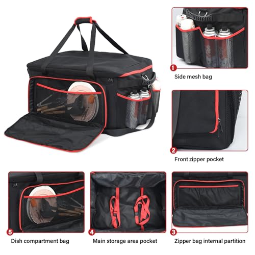 OTraki Grill Carry Case Compatible with Char-Broil Grill2Go X200, Portable Grill Storage Carry Bag, Cover Bag with Multi Storage Pockets for Outdoor Grill Tools & Accessories (Bag Only)