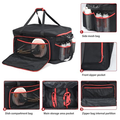 OTraki Grill Carry Case Compatible with Char-Broil Grill2Go X200, Portable Grill Storage Carry Bag, Cover Bag with Multi Storage Pockets for Outdoor Grill Tools & Accessories (Bag Only)