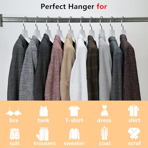 DEDU Suit Hangers for Men 6 Pack, White Coat Hangers Extra Wide Non Slip Width 17.7", Thick Plastic with Pants Bar & Metal Hook - color: White, size: 6 Pack