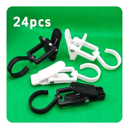 24PCS 4" Plastic Swivel Hooks with Clips, Strong Laundry Hangers, Rotating Clips for Clothes, Towels, Closet Organization, Home & Travel Use (Black & White) - color: Black & White