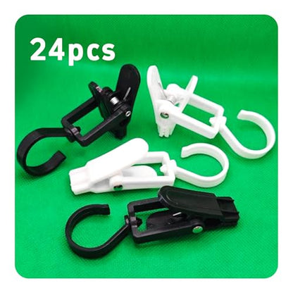 24PCS 4" Plastic Swivel Hooks with Clips, Strong Laundry Hangers, Rotating Clips for Clothes, Towels, Closet Organization, Home & Travel Use (Black & White) - color: Black & White