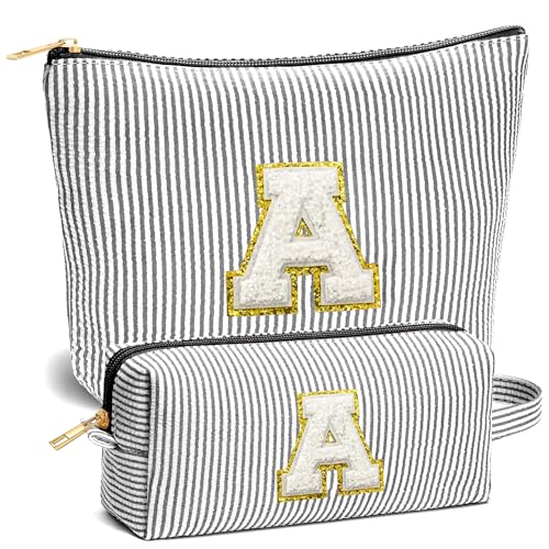 Teacher Christmas Gifts for Women - Teacher Appreciation Gifts, 2025 Xmas Birthday Gift for Teachers, Initial Makeup Bag for Teachers, Black A - color: Black, style: A'