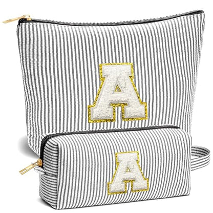 Teacher Christmas Gifts for Women - Teacher Appreciation Gifts, 2025 Xmas Birthday Gift for Teachers, Initial Makeup Bag for Teachers, Black A - color: Black, style: A'
