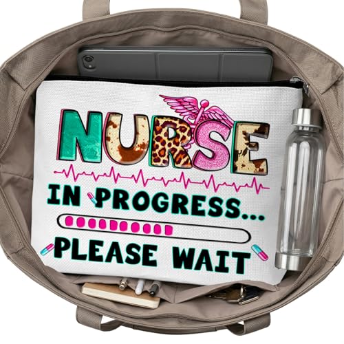 Nurse Graduation Gifts for Women, Nurse Medical Makeup Bag Appreciation Birthday Gifts for Nurses, Nursing Essentials Travel Cosmetic Pouch Bags with Zipper - B01 - style: Nurse in Progress Please Wait