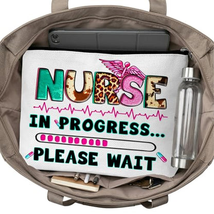Nurse Graduation Gifts for Women, Nurse Medical Makeup Bag Appreciation Birthday Gifts for Nurses, Nursing Essentials Travel Cosmetic Pouch Bags with Zipper - B01 - style: Nurse in Progress Please Wait