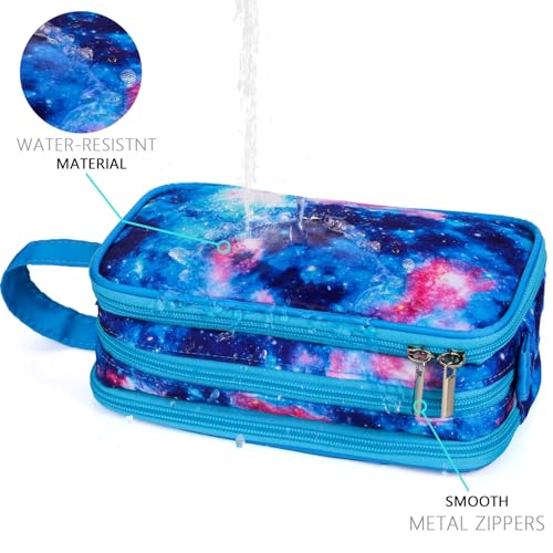 Galaxy Toiletry Bag for Girls, Travel Toiletry Bag for Teen Girls Cosmetic Bag Makeup Bag Waterproof Hanging Wash Bag Toiletries, Blue - color: Galaxy-Blue
