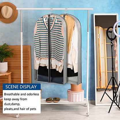 5 Pack 40" Garment Bags for Hanging Clothes Storage, Clear Suit Garment Bags with 4" Gussets for Closet Storage Travel, Plastic Protector for Coat, Jacket, Sweater, Shirts - size: 40" 5Pack