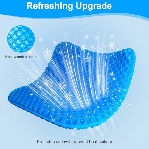 EVEME Gel Seat Cushion for Long Sitting with Non-Slip Cover,Cooling seat Cushion,Breathable Honeycomb Design Absorbs Pressure Points,for Office Chair, Home Car seat,Wheelchair - size: 17" x 15" x 1.2" - Blue