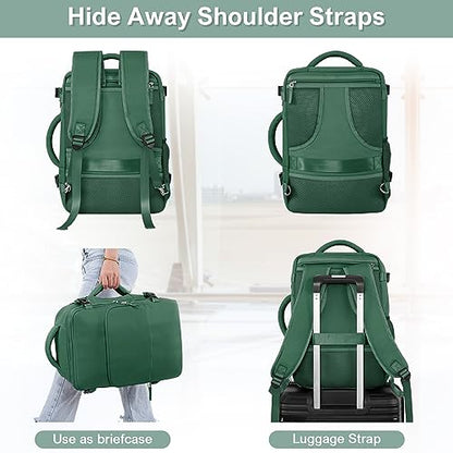 Sinaliy Travel laptop Backpack for Women, Personal Item Size Flight Approved, 16 Inch Laptop Bag with Multi-Pockets, Hiking Backpack, Waterproof Carry On Backpack Casual Daypack Backpack - color: Green, size: Large