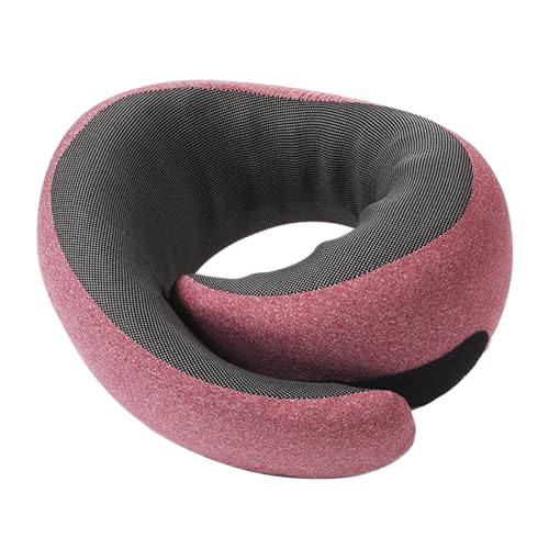 Travel Pillow, 100% Pure Memory Foam Neck Pillow for Airplanes, Comfortable Breathable Cover, Travel Essentials for Plane, Car, Train and Home, Red