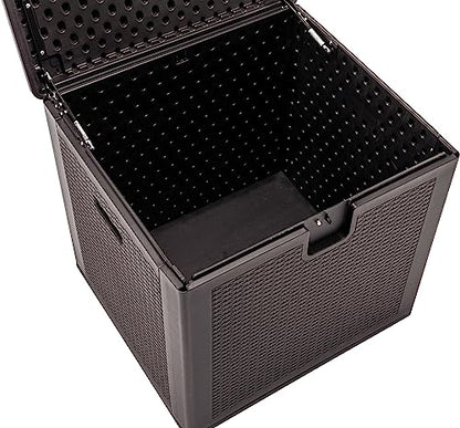 BTEXPERT 80 Gallon Large Deck Box Outdoor Storage Container for Patio Furniture Garden Tools Cushions Pool Supplies Sports Equipment Waterproof Lockable Steel Metal insert rod UV Resistant Resin