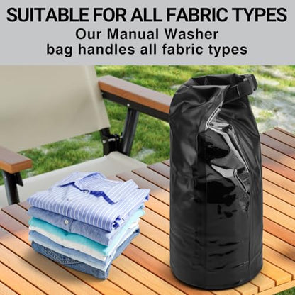 Travel Washing Machine & Retractable Clothesline - Hand Washing Machine & Portable Clothes Washer - Durable Travel Laundry Wash Bag & Camping Washing Machine - Portable Manual Clothes Washer - color: Black